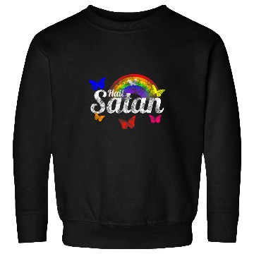Discover Retro Distressed Kidcore Butterfly Rainbow Occult Hail Satan Sweatshirts