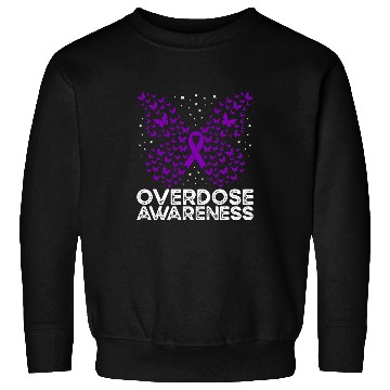 Discover Overdose Awareness Purple Ribbon Butterfly Sweatshirts