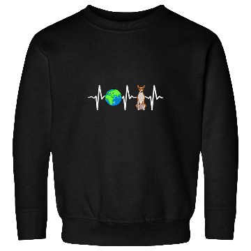 Discover Globe Planet Earth Basenji Heartbeat Dog Lover Sweatshirts