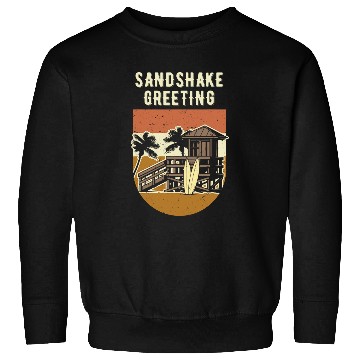 Discover Sandshake Greeting Beach Camping Ocean Camper Friends 1 Sweatshirts