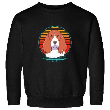 Discover Retro 80s Dog Face Pet Lover Springer Spaniel Sweatshirts