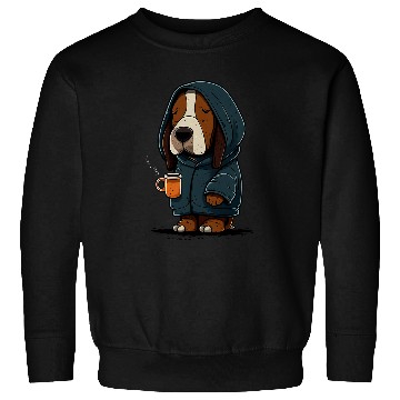 Discover Grumpy Coffee Lover Dog on Coffee Basset Hound Sweatshirts