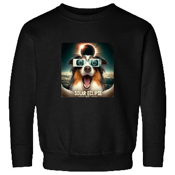 Discover Funny Selfie Australian Shepherd Womens Mens Solar Eclipse Sweatshirts