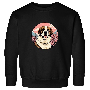 Discover Saint Bernard Cherry Blossom Funny Dog Flowers Sweatshirts