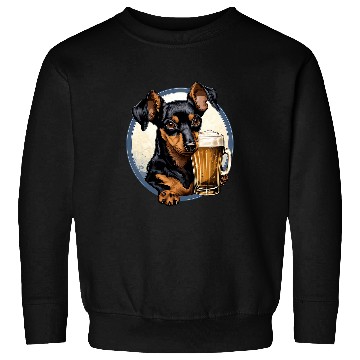 Discover Miniature Pinscher Beer Funny Dog Drinking Sweatshirts
