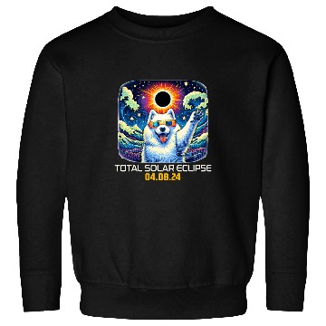 Discover Samoyed Dog Taking Selfie Solar Eclipse Sweatshirts