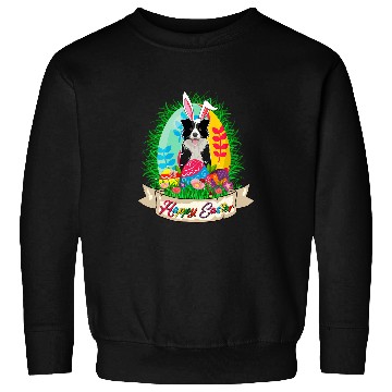 Discover Happy Easter Bunny Border Collie With Easter Eggs Lover Sweatshirts
