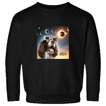 Discover Selfie English Springer Spaniel Womens Mens Solar Eclipse Sweatshirts