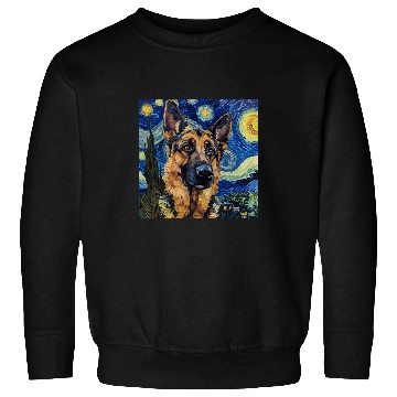 Discover German Shepherd Dog Van Gogh Style Starry Night Sweatshirts