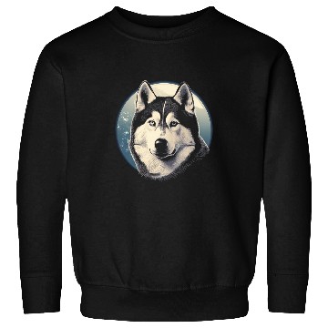Discover Siberian Husky With Full Moon Dog Lovers Sweatshirts