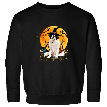 Discover Scary Halloween Cute Saint Bernard Costume Witch Hat Moon Sweatshirts