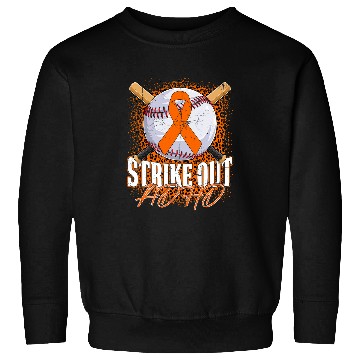 Discover Strike Out ADHD Awareness Baseball Ball Bats Orange Ribbon Sweatshirts