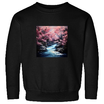 Discover Nihons Stream Ballet Sakuras Elegance in Motion Sweatshirts