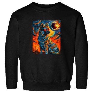 Discover Total Solar Eclipse Norwegian Elkhound Dog Sweatshirts
