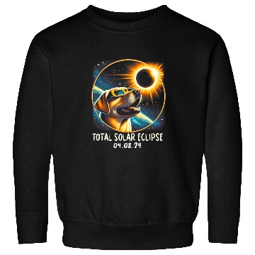 Discover Solar Eclipse Labrador Retriever Wearing Glasses 04 08 2024 Sweatshirts
