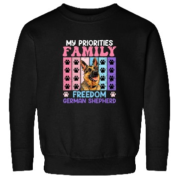Discover German Shepherd MY PRIORITIES FAMILY FREEDOM Women Sweatshirts