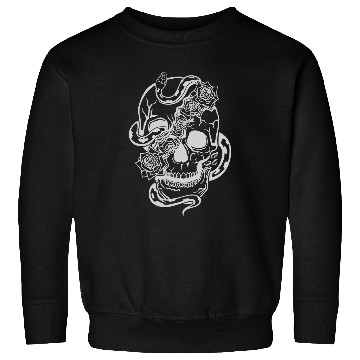 Discover Split skull with roses skull with Snake halloween skull Sweatshirts