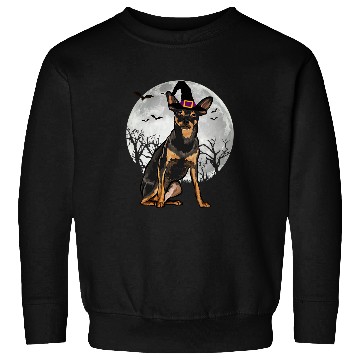 Discover Scary Miniature Pinscher Dog Witch Hat Halloween Sweatshirts