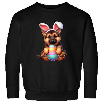 Discover German Shepherd Puppy Easter Bunny Colorful Easter Egg Dog Sweatshirts