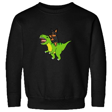 Discover Miniature Pinscher Riding TRexs Dinosaur Dog Sweatshirts