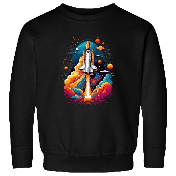 Discover Space Shuttle Fantasy Start Space Astronaut with Planets Sweatshirts