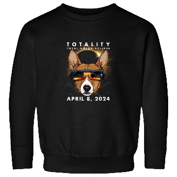 Discover Solar Eclipse   2024 Basenji Dog Wearing Glasses Sweatshirts