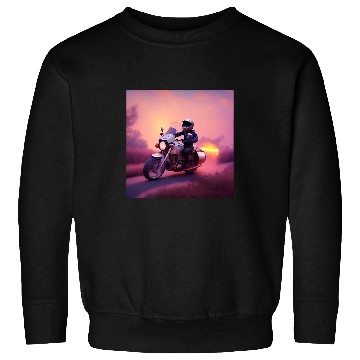 Discover Sunset Sunrise Pink Peach Sky Gradient Motorcycle Rider Road Sweatshirts