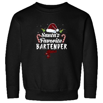 Discover Santas Favorite Bartender Christmas Santa Red Plaid Claus Sweatshirts