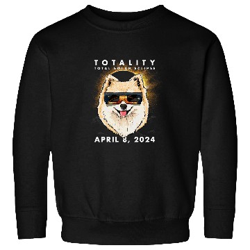 Discover Solar Eclipse 2024 Pomeranian Dog Wearing Glasses Sweatshirts
