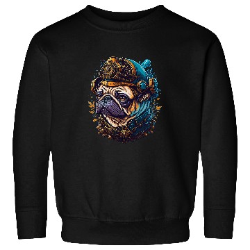 Discover Steampunk Pug Dog Aesthetic Vaporwave Dog Design Sweatshirts