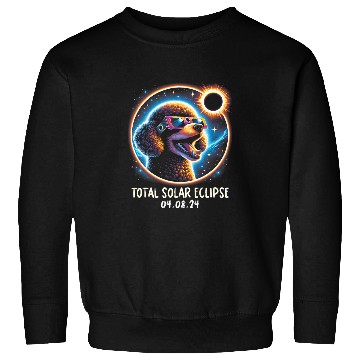 Discover Solar Eclipse Poodle Wearing Glasses Pet April 8 2024 Sweatshirts