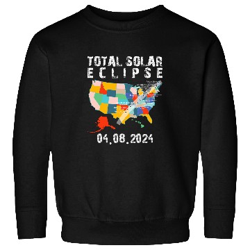 Discover Total Solar Eclipse 2024 Map North America Astronomy Sweatshirts