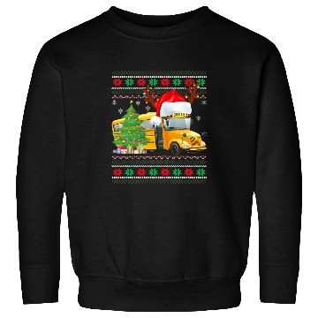 Discover School Bus Driver Reindeer Santa Hat Ugly Christmas Sweater Sweatshirts