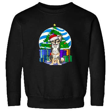 Discover Long haired Chihuahua Santa Christmas Tree Decor Sweatshirts