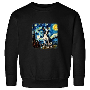 Discover Van gogh Boston Terrier in starry night Sweatshirts
