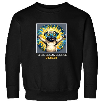 Discover Pug Dog Taking Selfie Solar Eclipse Sweatshirts