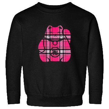 Discover Maneki Neko Japanese Lucky Cat Tartan Pattern Silhouette Cat Sweatshirts