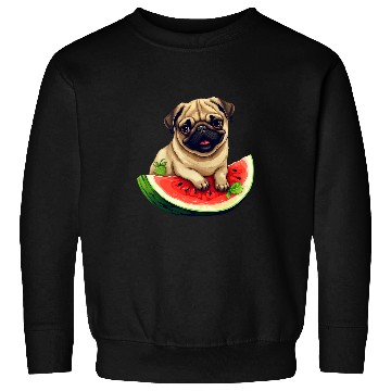 Discover Pug with Red Watermelon Summer Fruit Canine Design Sweatshirts