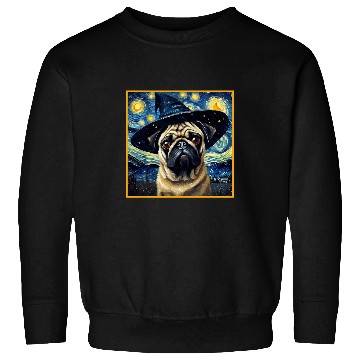 Discover Van Gogh Starry Night Pug Cute Dog Halloween Sweatshirts