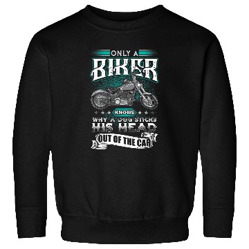 Discover Only A Biker Knows Motorcycle Dog Sticks Head Window Sweatshirts