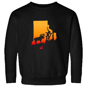Discover Moose or shed antler Hunting Rhode Map Island art Hunter Sweatshirts