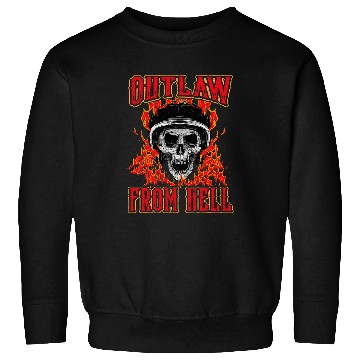 Discover Outlaw From Hell Skull Motorcycle Gift Biker Fires Flame Sweatshirts