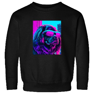Discover Newfoundland Dog Newfie Vaporwave 80s Synthwave Retrowave Sweatshirts
