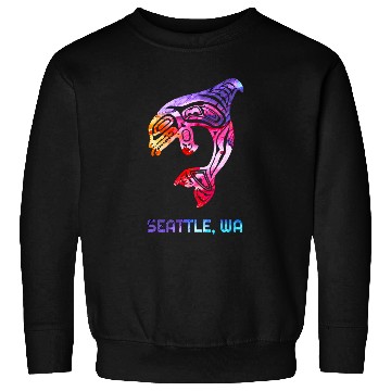 Discover Seattle Washington Native American Indian Orca Killer Whale Sweatshirts