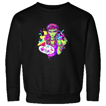 Discover Trippy Alien Hippie Hippie Artist Sweatshirts