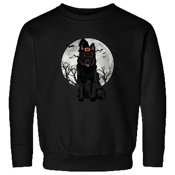Discover Scary Schipperke Dog Witch Hat Halloween Sweatshirts