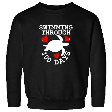 Discover Swimming Turtle 100th Day of School Student Sweatshirts