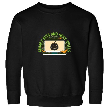 Discover Binary Bats and Hexy Spells Spooky Programmer Halloween 1 Sweatshirts
