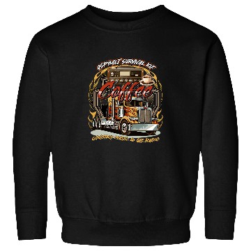 Discover Asphalt Survival Coffee Country Music CB Radio Trucker Funny Sweatshirts