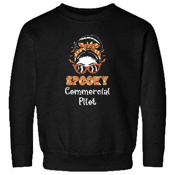 Discover Messy Bun Spooky Commercial Pilot Women Halloween Sweatshirts